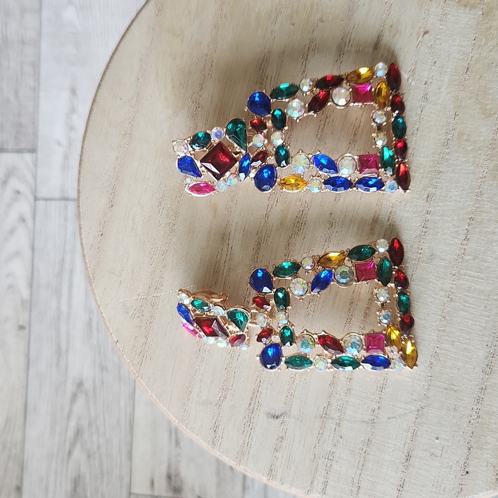 💎Chunky Gemstones 💎 Clip On Earrings
